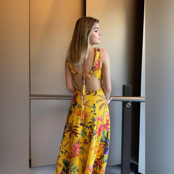 Zimmermann Tropicana Cut Out Midi Dress in Mango Floral - Picture 9 of 14